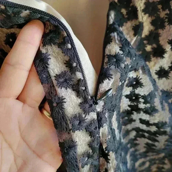 Brand New Francesca's Blue rain Women's Midi Dress Small Flare Black Lace Zipper - Picture 10 of 12